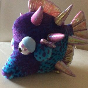 Dan Dee Funky Fish Plush Stuffed Animal Purple Turquoise With Purple Iridescent